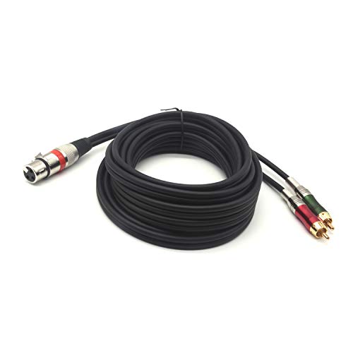 XLR Female to Dual RCA Y Splitter Patch Cable, XLR Female 3 Pin to 2 x Phono RCA Male Plug Stereo Audio Cable Connector(4.5M/15FT) - color: 4.5m(1 XLRF-2 RCAM)