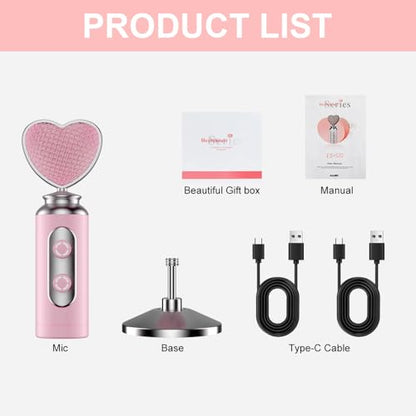 HB128 USB Gaming Condenser Mic Pink Heart Design Plug & Play | One-Click Mute Gain Control, for PC/Console/Phone, Twitch/YouTube/TikTok, Streamers Gamers and Video Creators - color: HB128 desktop