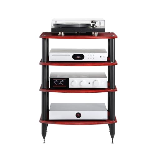Pangea Audio Vulcan X Four Shelf Audio Rack Media Stand, and Components Cabinet Rosenut Red - color: Rosenut Red