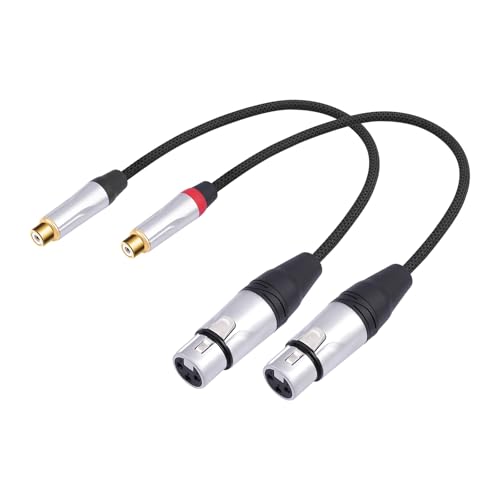 2Pack 1FT RCA Female to 3Pin XLR Female Balanced to Unbalanced Audio Cable;Balanced XLR to Unbalanced RCA Cable for Power Amplifier, Mixer, Audio Player - color: RCA F To XLR F