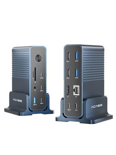ACASIS USB C Docking Station Dual Monitor,15-in-1 Laptop Docking Station with 2*HDMI+DP,+ 2*USB3.1-10G+3*USB-A-5G+SD/TF+3.5MM Audio&MIC+Gigabit Ethernet, for Windows/Dell/HP/Lenovo