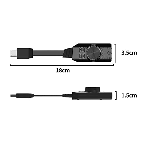 Sound Card, GS3 USB 2.0 External Sound Card Virtual 7.1 Channel Sound Card Adapter Plug and Play with Headphone Microphone Jacks Control Mute Mic Games Sound Effect Upgrade Version for Desktop