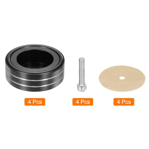 MECCANIXITY 4 Pcs Subwoofer Isolation Pad, 58x22mm Speaker Isolation Pad Feet Speaker Spikes Turntable Audio Studio Monitor Isolation Pad for Audio Equipment, M4 Screws Black