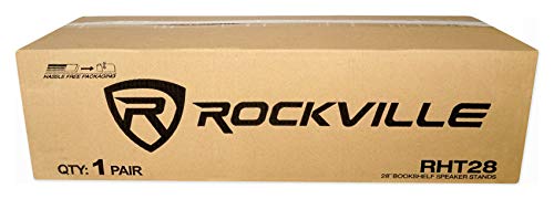 Rockville Pair RHT28 28 Inch Bookshelf Speaker Stands, 60 lbs Capacity, Surround Sound Home Theater, Premium Wood, Dual Top Plates, Sand-Fillable, for Audiophiles and Studio Monitors | 60 lb Capacity, Dual Top Platforms, MDF, Brass & Rubber Spikes, EVA Is