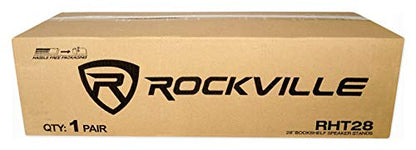 Rockville Pair RHT28 28 Inch Bookshelf Speaker Stands, 60 lbs Capacity, Surround Sound Home Theater, Premium Wood, Dual Top Plates, Sand-Fillable, for Audiophiles and Studio Monitors | 60 lb Capacity, Dual Top Platforms, MDF, Brass & Rubber Spikes, EVA Is
