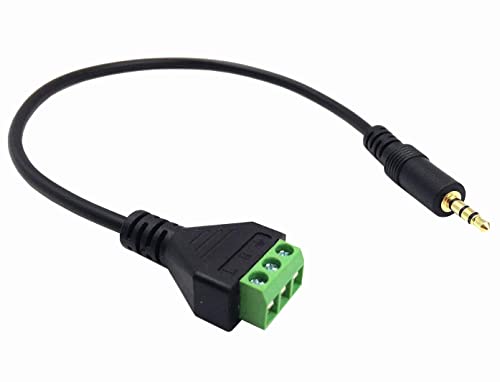3.5mm Terminal Block Cable, Gold Plated 1/8 Inch 3 Pole TRS Stereo Male to AV 3Pin Solderless Screw Terminal Balun Speaker Headphone Converter Audio Adapter Cord 30cm/1FT (3.5mm M/3pin) - color: 3.5mm M/3pin