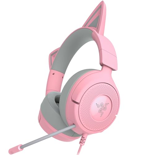 Razer Kraken Kitty V3 X Wired Gaming Headset, Kitty Ears, Pink | HyperClear Cardioid Mic, 40 mm Drivers, 7.1 Surround Sound, Comfy Ear Cushions, Cross-Platform via 3.5mm PC, PS5, Xbox - color: Quartz Pink