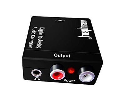 Easyday Digital to Analog Audio Converter with Digital Optical Toslink and S/pdif Coaxial Inputs and Analog RCA and AUX 3.5mm (Headphone) Outputs - 5 Foot Heavy Duty Optical Toslink Cable