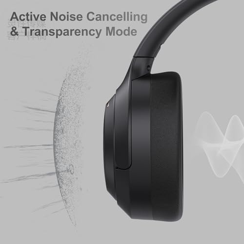 LORELEI QC60 Hybrid Active Noise Cancenlling Headphones,Wireless Over Ear Bluetooth Headsets with Microphone, 60H Playtime Foldable Lightweight, Deep Bass, Memory Earmuffs, for Travel Home Office - color: Space Black