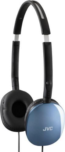 JVC HAS160A Flat Headphones - Blue | Flat Foldable Design, 30mm Driver, Soft Ear-Pads, Steel Headband, 3.5mm Slim Plug - color: Blue, style: No Mic