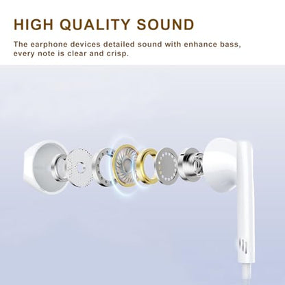 2 Pack USB C Headphones for iPhone 17/16/15 Pro Max Plus, Wired Earbuds with Microphone & Volume Control Wired Headphones for iPhone 17 pro max Type C Earphones