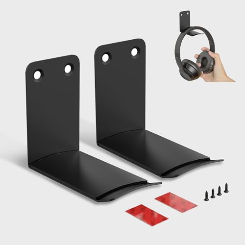 Heavyrain 2PCS Under Desk Headphone Hanger | Storage Hook Metal Desk Edge Hook Hanger with Clamp-On Design (Medium) - size: Medium