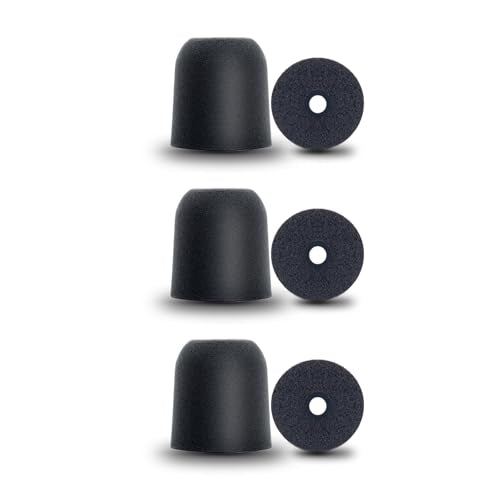 Klowcok Foam Replacement Ear Tips for Walkers Hearing Protection Earbuds, L | Noise Isolation, 3 Pairs, Black, Large - size: Large