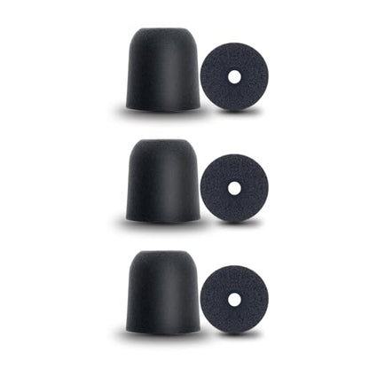 Klowcok Foam Replacement Ear Tips for Walkers Hearing Protection Earbuds, L | Noise Isolation, 3 Pairs, Black, Large - size: Large