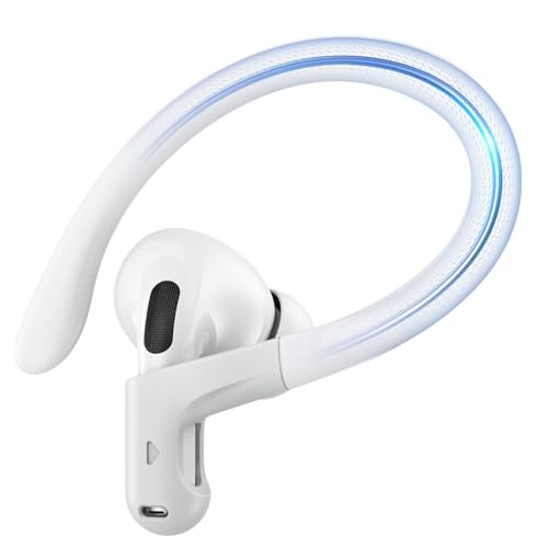 Memory Titanium Alloy Ear Hooks for AirPods Pro 3, AirPods Pro 2, AirPods Pro & AirPods 3, Anti-Slip Sport Accessories [Added Anti-Lost Lanyard] Comfortable Secure Fit, White