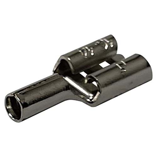 100 Pcs High Temperature Non-Insulated Female Spade Connectors - 16-14 Gauge Quick Disconnect .250 Tab - Wire Splice Connectors for Strong Crimps in Electrical Wire Terminals - Made in USA - size: 16-14 AWG Female 1/4" Tab