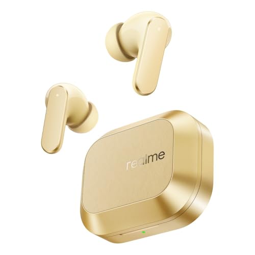 realme Buds Air 8 in-Ear Wireless Earbuds, 55dB ANC, 58Hrs Playtime, Hi-Res LHDC, 360° Spatial Audio, 45ms Low Latency, IP55, BT v5.4 (Gold) - color: Gold