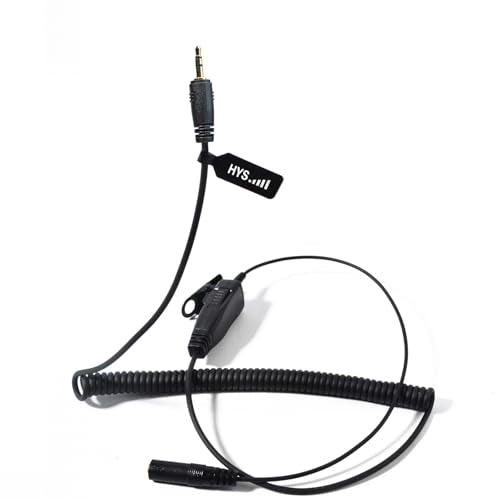 HYS RX380 RX180 RX680 3.5mm Audio Jack to 2.5mm 1-Pin Earpiece Adapter for Cobra Microtalk Radios CXT195/CX112/CXT545 with Inline PTT Switch and Extension Cord