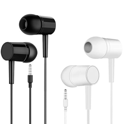 2 Packs Wired Earbuds with Microphone & Volume Control, 3.5mm in-Ear Headphones Stereo Sound, Noise-Isolating Earphones for Music, Phone Calls, Compatible with Laptop, Tablet, PC - Black & White