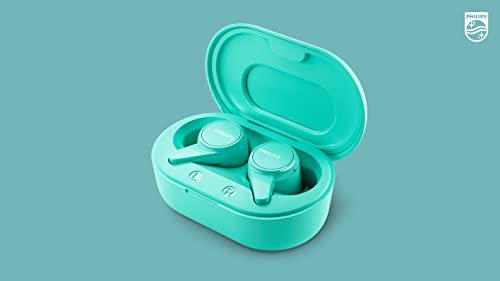 Philips T1207 True Wireless Headphones with Up to 18 Hours Playtime and IPX4 Water Resistance, Teal