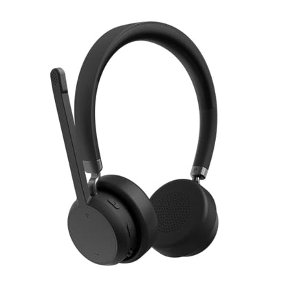 Lenovo Wireless Stereo Headset, Noise Cancelling Mic, Bluetooth 5.3 Multipoint, 31-Hour Talk & 60-Hour Playback, Lightweight 138g, Replaceable Earcups Over-Ear Comfort, Gaming, Office, & PC Use | Bluetooth headset with noise cancellation and 31-hour talk
