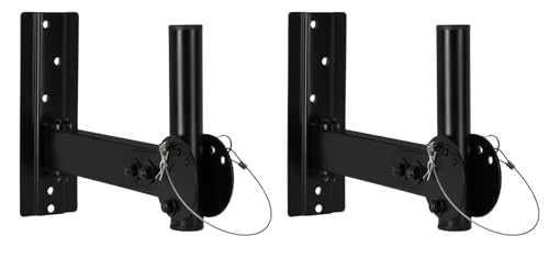 Rockville RPW30 Wall Mount Brackets for PA Speakers with Safety Cable, 35mm, Swivel & Tilt, Heavy Duty, (Pair) | Heavy Duty Steel, 110 lb Capacity Each, Horizontal and Vertical Tilt, Includes Mounting Hardware, for PA Speaker Installation - style: Tilt an