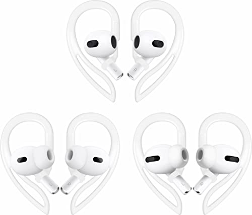 3 Pairs Ear Hooks Compatible with AirPods Pro 2nd 1st and 3 2 1, 360 Angle Rotation Adjustable Length Anti-Slip Sport Earhooks Wing Tips Holder Compatible with AirPods 3 2 1 and Pro 2 1 - White - color: 3 white