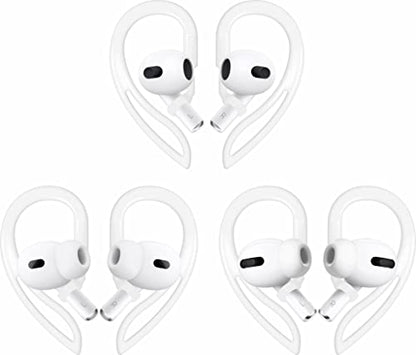 3 Pairs Ear Hooks Compatible with AirPods Pro 2nd 1st and 3 2 1, 360 Angle Rotation Adjustable Length Anti-Slip Sport Earhooks Wing Tips Holder Compatible with AirPods 3 2 1 and Pro 2 1 - White - color: 3 white