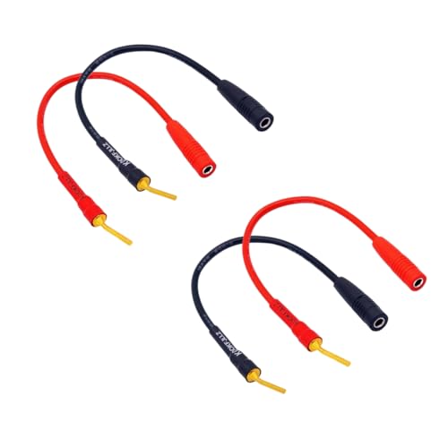 2mm Pin Plug to 4mm Female Banana Jack Adapter, 13AWG OFC Gold Plated Speaker Wire Connector for Spring Loaded Terminals Amplifier Home Theater, 8 Inch (4-Pack)