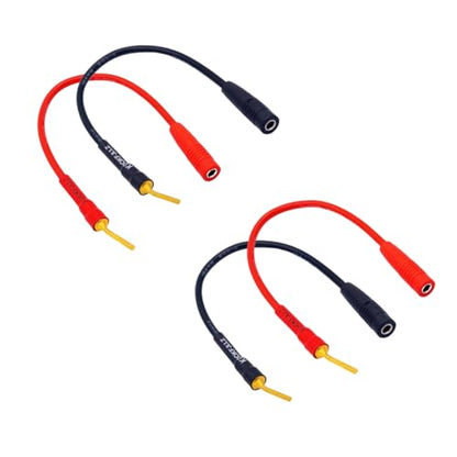 2mm Pin Plug to 4mm Female Banana Jack Adapter, 13AWG OFC Gold Plated Speaker Wire Connector for Spring Loaded Terminals Amplifier Home Theater, 8 Inch (4-Pack)