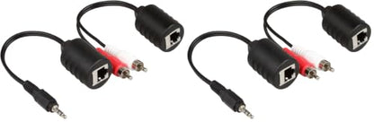 Stereo DC3.5mm Stereo and RCA Red White Audio Signal Balun Over Cat5/6 Cable (Pack of 2) - size: 8 inches (Pack of 2)