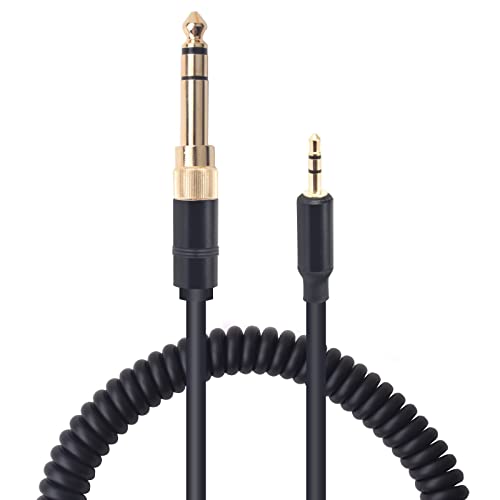 Coiled 2.5mm to 3.5mm & 6.35mm Audio Cable Compatible with Bose NC700 QC45 QC35 QC25 OE2 SoundLink Headphones, Spring Relief Replacement Aux Cord