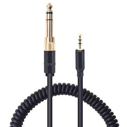 Coiled 2.5mm to 3.5mm & 6.35mm Audio Cable Compatible with Bose NC700 QC45 QC35 QC25 OE2 SoundLink Headphones, Spring Relief Replacement Aux Cord
