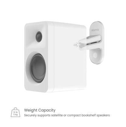 Kanto SPW3W Universal Satellite Speaker Wall Mount Bracket | ¼-20 Thread Attachment | Tilt, Swivel & Rotation | Holds 12 lbs (5.4 kg) | Wire & Cable Management | No Visible Hardware | Pair | White - color: White