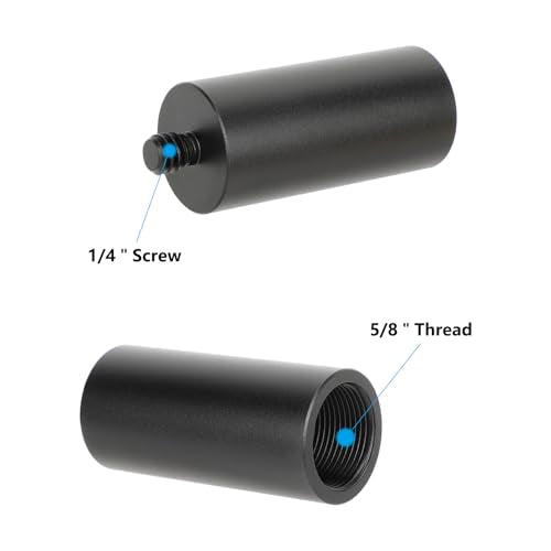 CAMVATE 5/8"-27 Female to 1/4"-20 Male Mic Stand Mount Adapter(2",2PCS)