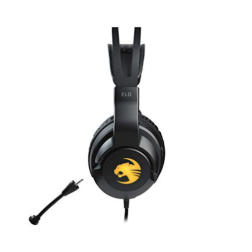 ROCCAT Elo 7.1 USB PC Gaming Headset, Surround Sound with AIMO RGB Lighting, Wired Computer Headphones, Detachable Noise Cancelling Microphone, Lightweight, 50mm Drivers, Black