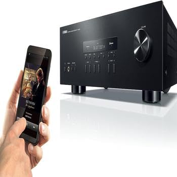 Yamaha R-S202 Stereo Receiver with Bluetooth, Bundle with H&A 16 AWG Speaker Wire Cable (100' Spool)