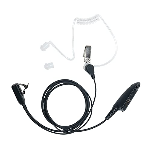 Multi-Pin Acoustic Tube Earpiece Compatible with HT750 | 1-pack multi-pin clear acoustic tube headset with PTT mic compatible with Motorola HT1250 GP328 MTX850 radios.