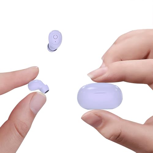 Xmenha Mini Tiny Invisible Micro Earbuds Wireless Bluetooth Invisible Headphones Smallest Ear Buds Extra Small Hidden Discreet Earbuds for Work Sleeping Purple - color: Purple