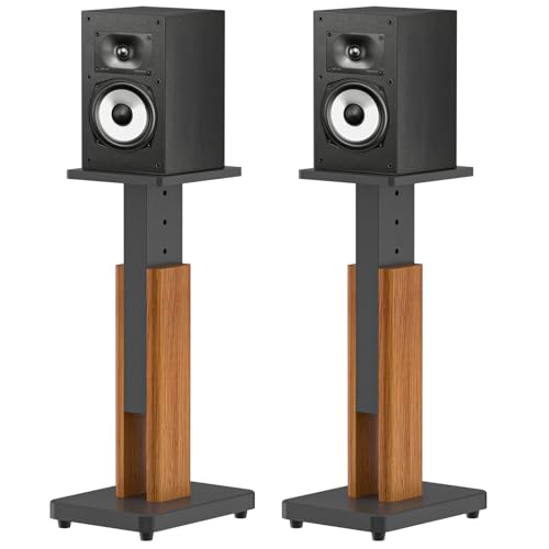 Wood Speaker Stands Pair for Polk ES15/ES20/XT15/XT20/T15/R100/R200 Surround Speaker Stands - Height Adjustable Extend 18" to 28", Floor Speaker Stand for Polk Bookshelf Speaker Stands Up to 50Lbs