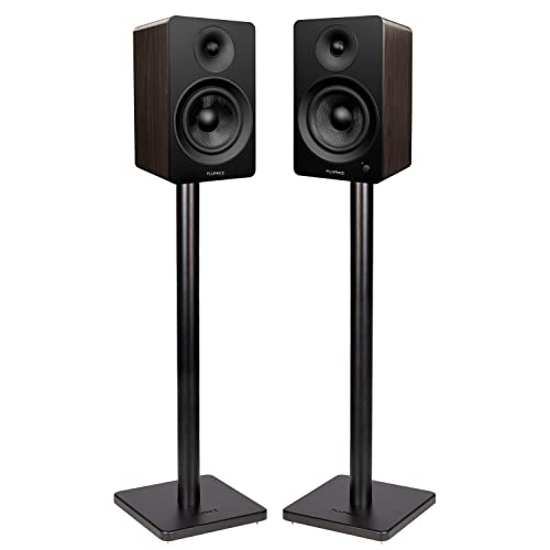 Fluance Ai61 Powered 2-Way 2.0 Stereo Bookshelf Speakers with Speaker Stands 6.5" Drivers 120W Amplifier for Turntable Bluetooth 5 Wireless Music Streaming - RCA Optical USB & Sub Out (Natural Walnut) - color: Natural Walnut, size: With Square Stand