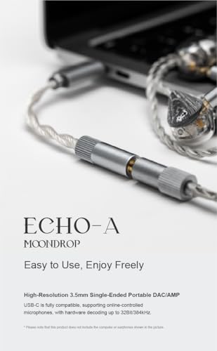 Moondrop Echo-A 32Bit/384kHz Portable USB Type-C to Headphone DAC/AMP with 3.5mm Audio Jack Adapter