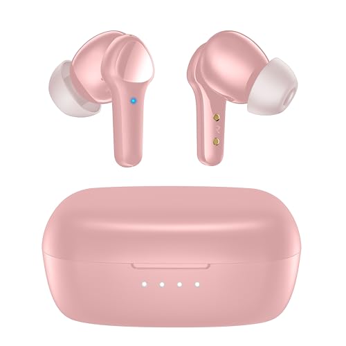 Wireless Earbuds,Bluetooth 5.3 Ear buds Immersive Sound Hi-Fi Stereo IPX8 Waterproof Headsets Premium Deep Bass Headphones with 4 Mics Call Noise Cancelling Earphones for iOS,Android,Workout - Pink - color: Pale Pink