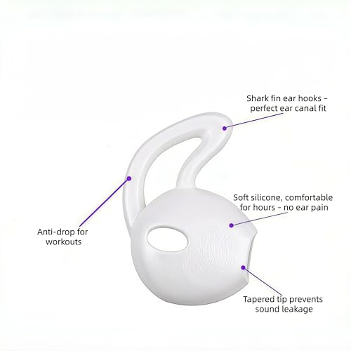 Ear Gel for iPhone EarPods, Anti-Slip Soft Silicone Replacement Earbud Tips, 4 Pairs Sport Ear Hooks Covers for iPhone 7/6s/6 Plus/5s/5c/SE,Clear Ear Buds Tips for Wired Earphone