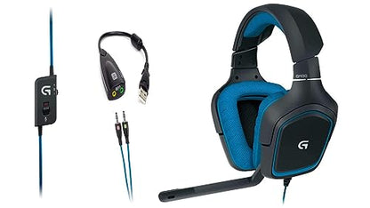 Surround Gaming Headset USB to 3.5mm Jack Stereo Headset Adapter Designed for LogitechGamingHeadsets G430 & G230 (White or Black, Depending on Availability)