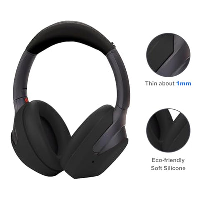 Aiivioll 3 Set Case Cover for Sony WH-1000XM4/WH-1000XM3 Headphones, 1000XM4/1000XM3 EarPad Cover/Ear Cover/Headband Cover Protector, Sweat Proof Soft Silicone Headphones Accessories (Black) - color: Black