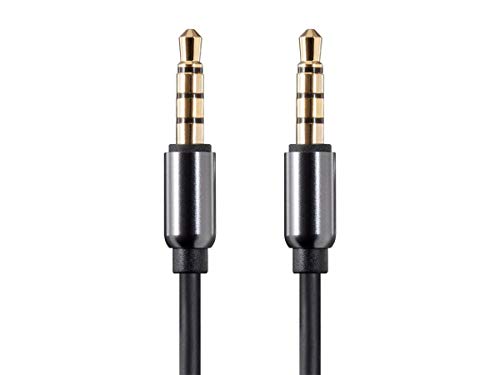Monoprice Auxiliary 3.5mm TRRS Audio & Microphone Cable - Use with Smartphones and Tablets, Gold Plated, 3 Feet, Black - Onyx Series - size: 3 Foot