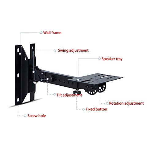 Entertainment Center Shelves Audio Stand Speaker Wall Mount Bracket Retractable Speaker Stand Media Equipment Hanger Load-Bearing 45kg Black Suitable for DVD Players, Cable Boxes