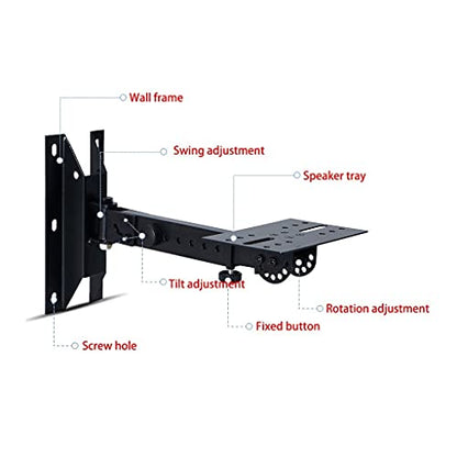 Entertainment Center Shelves Audio Stand Speaker Wall Mount Bracket Retractable Speaker Stand Media Equipment Hanger Load-Bearing 45kg Black Suitable for DVD Players, Cable Boxes