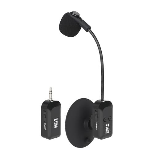 XTUGA Wireless Instrument Microphone with Suction Cup, Wireless Guitar Microphone System 2.4G Rechargeable, Violin, Cello, 6 Hours Battery (KX-722-1)